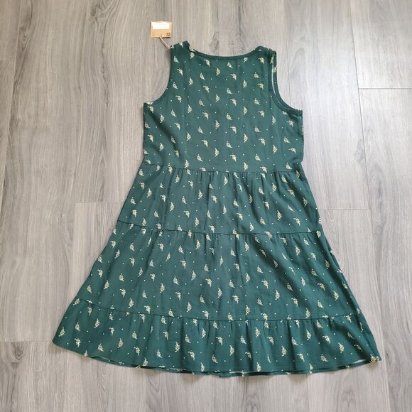 Toad and Co Dress Women's Small Green Print Organic Cotton Sleeveless Sun Dress - Picture 5 of 12